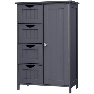 Floor Cabinet with 4 Drawers and Adjustable Shelf Gray LHC41GY