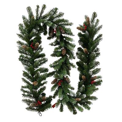 2.7m Christmas Garland with Pine Cones & Berries Pine Tree Decoration Ornament Tips