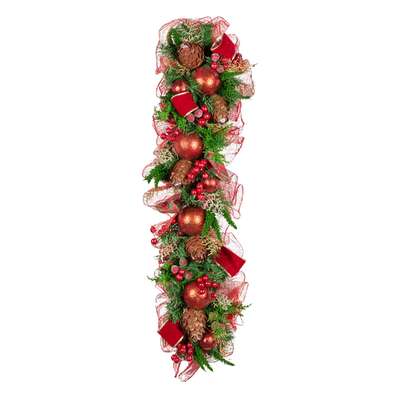 1m Christmas Garland with Red Berries & Pine Cones Baubles Berries Tree Decoration