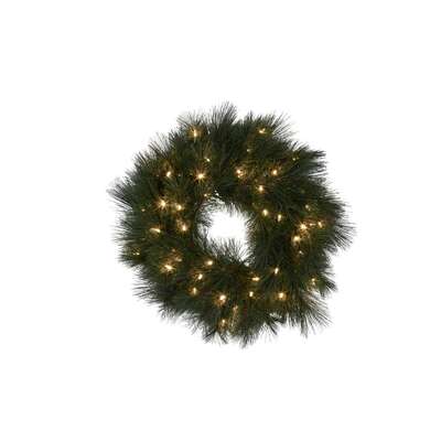 61cm Christmas Wreath Long Needle with LED Lights Front Door Decoration Ornament Lights