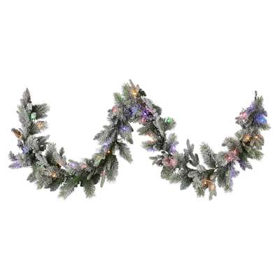 2.7m Christmas Garland Snowy with LED Lights Stamford Spruce Tree Decoration Ornament