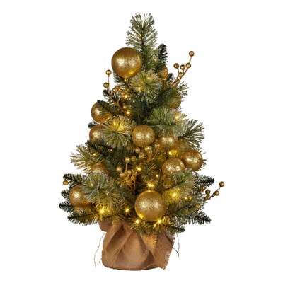  61cm Battery-operated Christmas Tree Warm Lights Led Table Top Gold