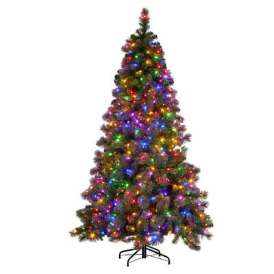 7.5ft Glittery Gold Pine Christmas Tree with LED Multi-Function Lights