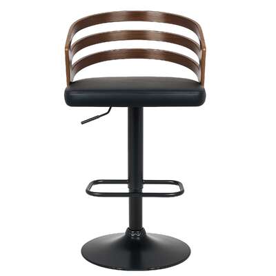  Bentwood Walnut Barstool Leather Seat And Metal Base - Stylish