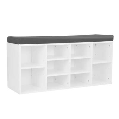 Shoe Rack Cabinet Organiser Grey Cushion Sttol Bench Ottoman - 104 X