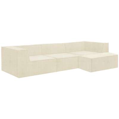  Novi 3-Seater Modular Sofa with Ottoman in Cream Non-Slip Bottom Lounge