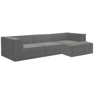  Novi 3-Seater Modular Sofa with Ottoman in Grey Non-Slip Bottom Lounge