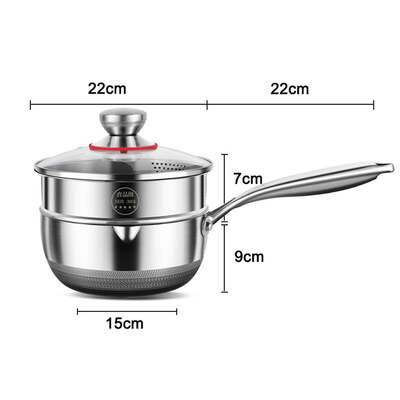 Premium 316 Stainless Steel Non-Stick 22Cm Milk Pot With Double-Sided