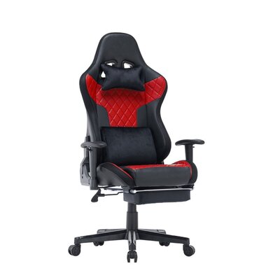 7 RGB Lights Bluetooth Speaker Gaming Chair Ergonomic 165° Black Red