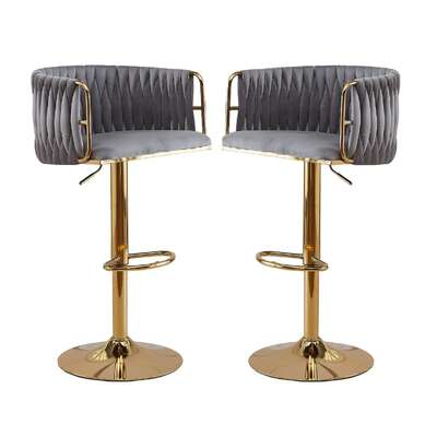 Modern Velvet Breakfast Bar Stools Swivel Barstools Adjustable Counter Stools with