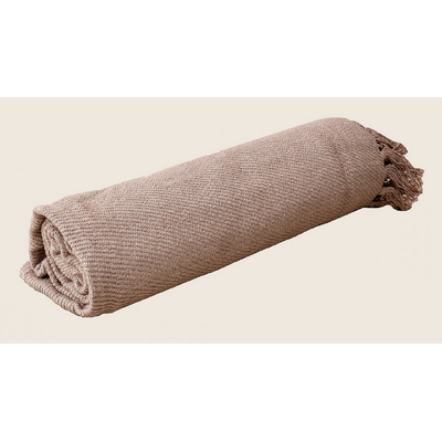 Woven Natural Pink Bed Throw With Tassel 150 X 200 Cm