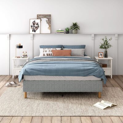 Metal Bedframe Mattress Foundation (Light Grey)  Double