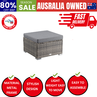 Outdoor wicker ottoman in Grey