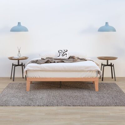 Warm Wooden Natural Bed Base Frame  Double