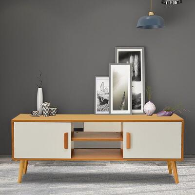 Entertainment Unit Tv Unit With Ample Storage And Double-Doors 120Cm