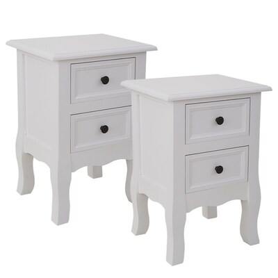 Bedside Table Nightstand White Set Of 2