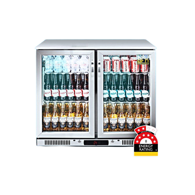 2-Door Stainless Steel Under Counter Can Cooler Wine Bar Fridge 208L | Pre Order