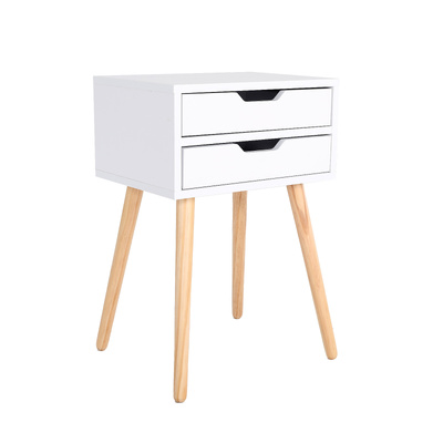 Bedside Table 2 Drawer Storage Nightstand - Suzy White