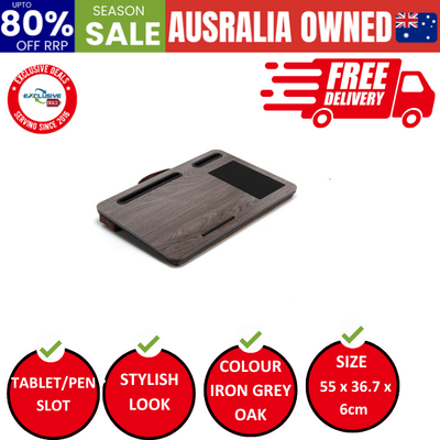 Lap Desk With Laptop Stand And Phone Holder (Iron Grey Oak)