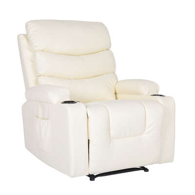 8-point electric massage recliner chair - pu leather lounge sofa armchair celina cream