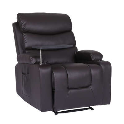 8-point electric massage recliner chair - pu leather electric lounge sofa armchair harlow brown