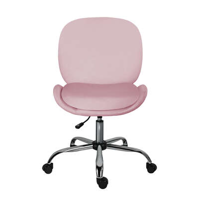Office desk chair - velvet armless swivel study seat ovoid pink