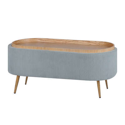 Coffee table storage ottoman - corduroy padded blanket box bench esme - dusty blue