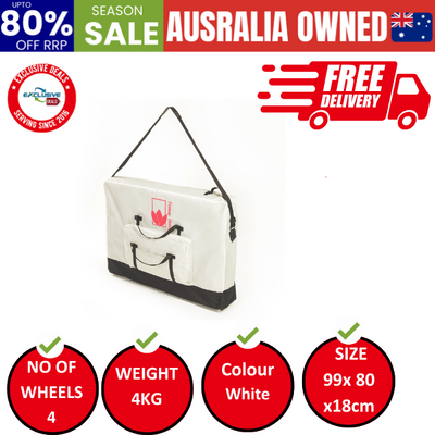 Massage Table Bed Portable Delux Wheeled Carry Bag 75Cm White