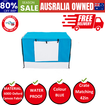 Cage Cover Enclosure For Wire Dog Cage Crate 42In Blue