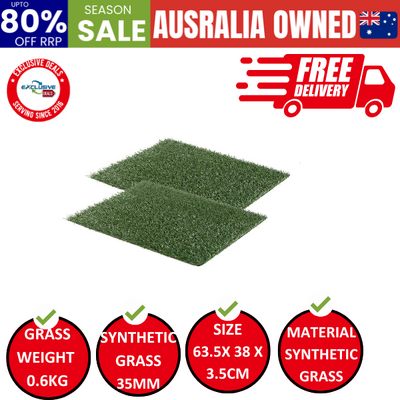 2 Grass Mat 63.5Cm X 38Cm For Pet Dog Potty Tray Training Toilet