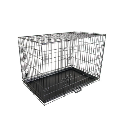 Wire Dog Cage Foldable Crate Kennel 24In With Tray