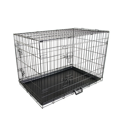 Wire Dog Cage Foldable Crate Kennel 42In With Tray