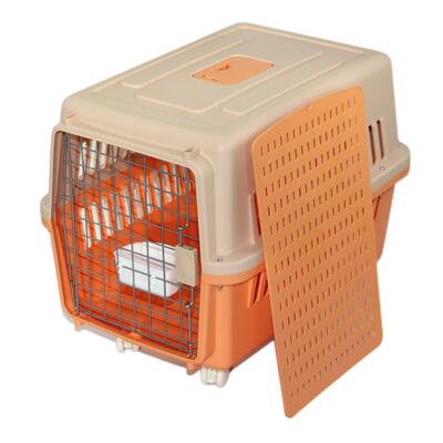 Orange Large Pet Carrier Cage With Tray & Wheel