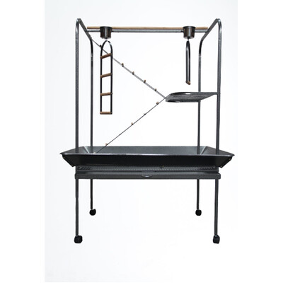Xxl Bird Cage Parrot Playpen Gym Toy Stand With Swing Ladders On Wheels