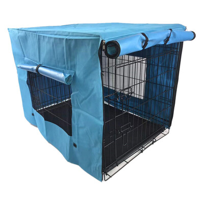 48' Collapsible Metal Dog Puppy Crate Cat Rabbit Cage With Cover Blue