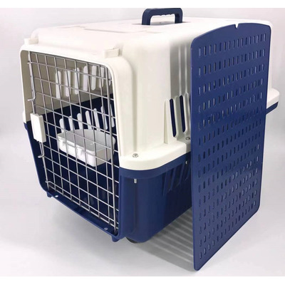 Navy 3Xl Pet Carrier Cage With Tray & Wheels