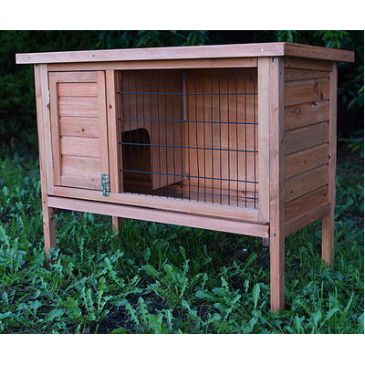 Single Wooden Pet Rabbit Hutch Guinea Pig Cage With Slide Out Tray