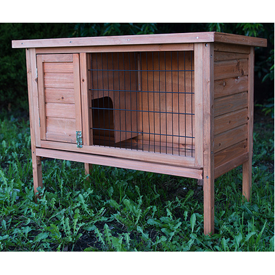 Single Wooden Pet Rabbit Hutch Guinea Pig Cage With Slide Out Tray