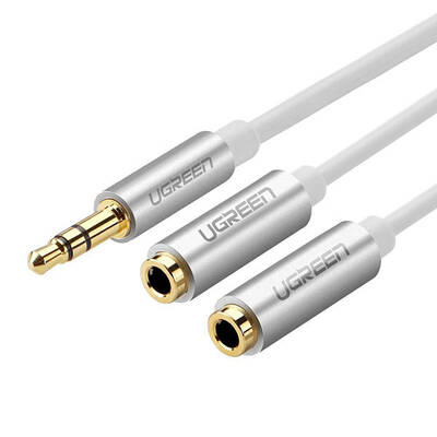 UGREEN 3.5MM Male to 2 x 3.5MM Female AUX Stereo Audio Splitter Cable - White (10780)