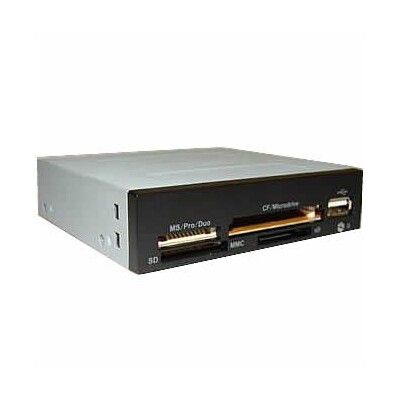 3.5" All in One Internal Card Reader Full Long Metal with Front USB Black