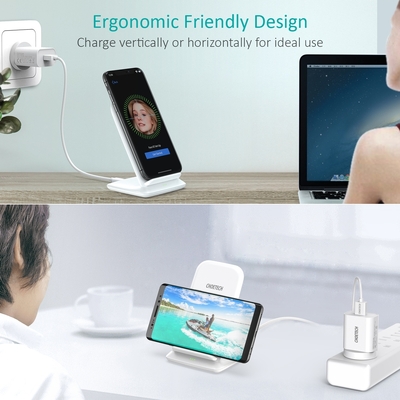 15W Wireless Charger Stand with AC Charger (White)