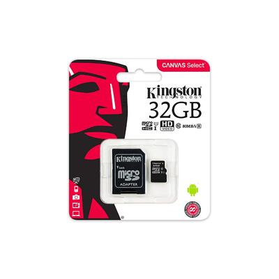 KINGSTON  Canvas Select:MicroSD 32GB , 80MB/s read and 10MB/s write with SD adapter SDCS/32GB