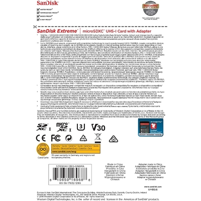 SanDisk Extreme 128GB(1) microSD UHS-I Memory Card