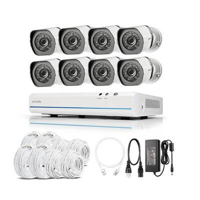 Zmodo 720P NVR 8CH Outdoor CCTV 720P sPoE Security Camera System 2MP