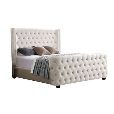 Milan Cream Velvet Tufted Headboard And End Board Bed Frame - King