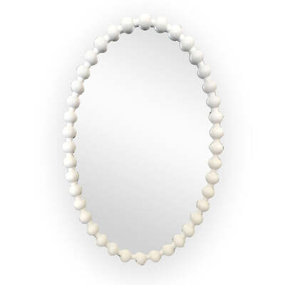 Beaded Oval Mirror - Matt White 70Cm X 110Cm