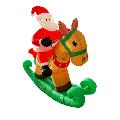 1.8m Self Inflatable LED Santa On Rocking Horse