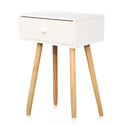 Stylish Neutral 1-Drawer Side Table: Sleek Modern Design (61cm)