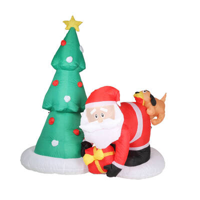 2m Santa Puppy & Tree Built-In Blower Bright LED Lighting