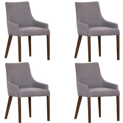 Dining Chair Set Of 4 Fabric Seat Solid Acacia Wood Furniture - Grey